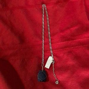 Necklace Silver With Dark Blue Stone